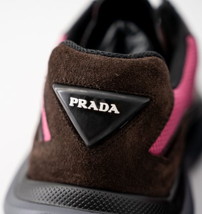 8 5 9 5us Prada Systeme Leather Sneakers Suede Burgundy Pink