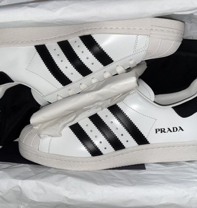 Adidas Superstar Prada White Black Sz 8 5