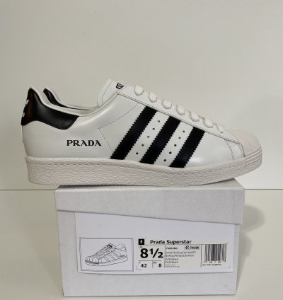 Adidas Superstar Prada White Black Sz 8 5