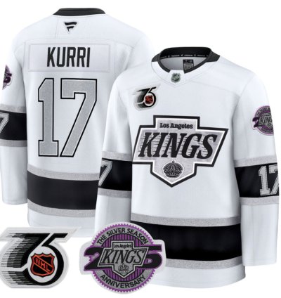 Men Jari Kurri Jersey 17 Los Angeles Kings 91-92 75th 25th Anniversary White