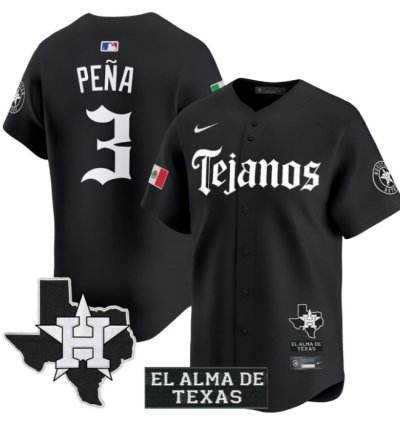 Jeremy Pena Jersey 3 Houston Astros Mexico Tejano Barrio Style Vapor Limited Stitched Black