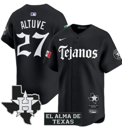 José Altuve Jersey 27 Houston Astros Mexico Tejano Barrio Style Vapor Limited Stitched Black