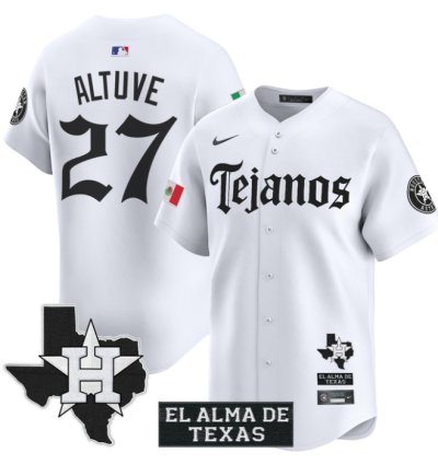 José Altuve Jersey 27 Houston Astros Mexico Tejano Barrio Style Vapor Limited Stitched White