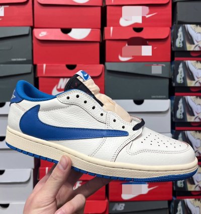 Fragment Design X Travis Scott X Air Jordan 1 Retro Low White Royal Blue