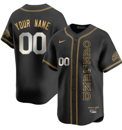 Custom Oakland Athletics Jersey Name Number City Connect Concept Stitched Black Gold