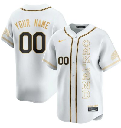 Custom Oakland Athletics Jersey Name Number City Connect Concept Stitched White Gold