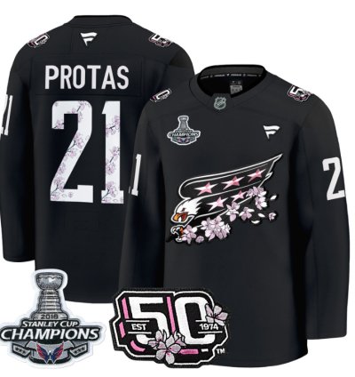Aliaksei Protas Jersey 21 Washington Capitals 50th 2018 Stanley Cup Champions Patch Black