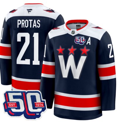 Men Aliaksei Protas Jersey 21 Washington Capitals 50th Anniversary Navy