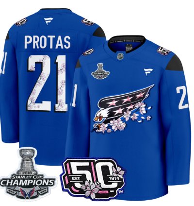 Aliaksei Protas Jersey 21 Washington Capitals 50th 2018 Stanley Cup Champions Patch Royal