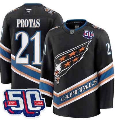Men Aliaksei Protas Jersey 21 Washington Capitals Eagle 50th Anniversary Black