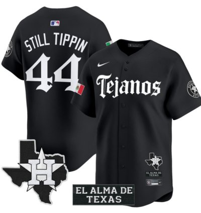 Still Tippin Jersey 44 Houston Astros Mexico Tejano Barrio Style Vapor Limited Stitched Black