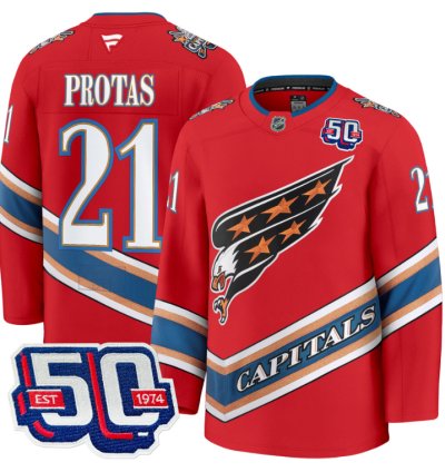 Men Aliaksei Protas Jersey 21 Washington Capitals Eagle 50th Anniversary Red