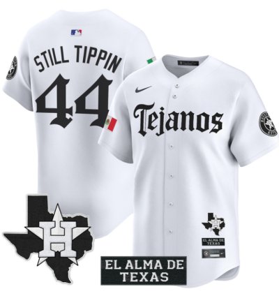 Still Tippin Jersey 44 Houston Astros Mexico Tejano Barrio Style Vapor Limited Stitched White