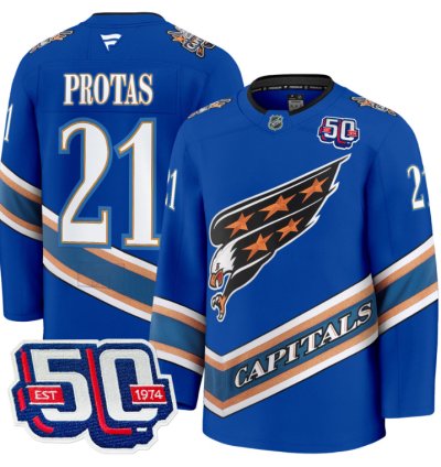 Men Aliaksei Protas Jersey 21 Washington Capitals Eagle 50th Anniversary Royal