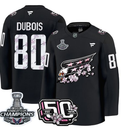 Pierre-luc Dubois Jersey 80 Washington Capitals 50th 2018 Stanley Cup Champions Patch Black
