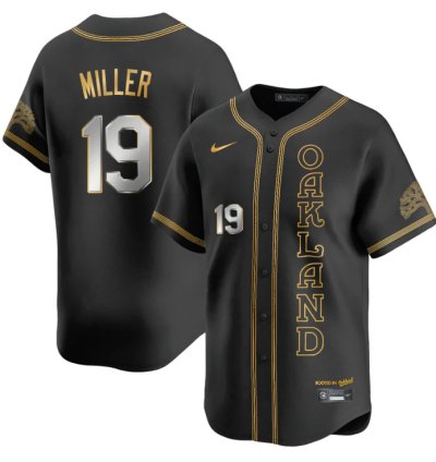 Mason Miller Jersey 19 Oakland Athletics City Connect Concept Stitched Black Gold