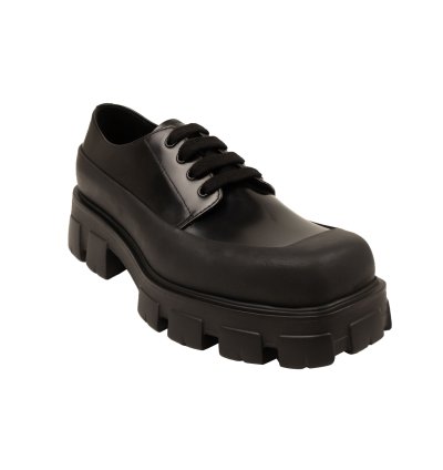 Black Brushed Leather Derby Shoes Size 9 42