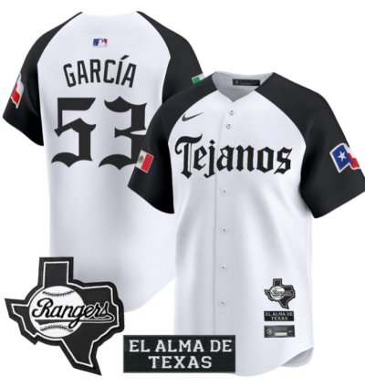 Adolis Garcia Jersey 53 Texas Rangers Mexico Tejano Barrio Style Vapor Limited Stitched Alternate
