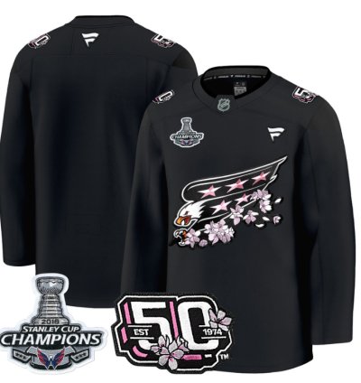 Team Jersey Washington Capitals 50th 2018 Stanley Cup Champions Patch Stitched Black