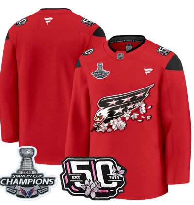 Team Jersey Washington Capitals 50th 2018 Stanley Cup Champions Patch Stitched Red