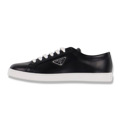 Black Leather Logo Plaque Trainers
