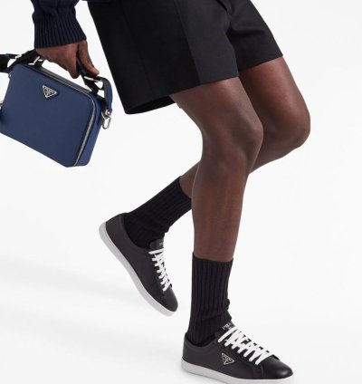 Black Leather Logo Plaque Trainers