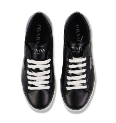 Black Leather Logo Plaque Trainers