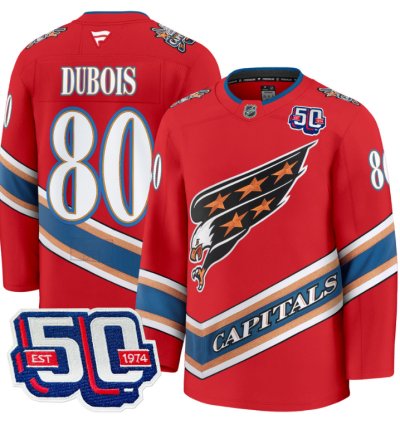 Men Pierre Dubois Jersey 80 Washington Capitals Eagle 50th Anniversary Red