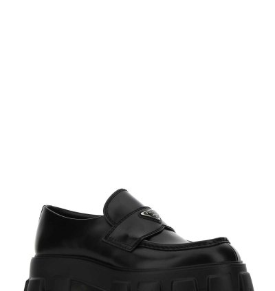 Black Leather Monolith Loafers