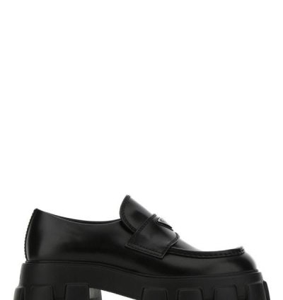 Black Leather Monolith Loafers