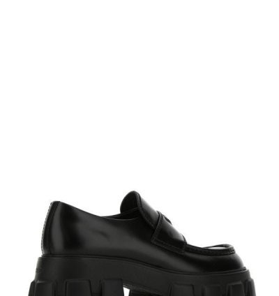 Black Leather Monolith Loafers