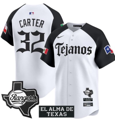 Evan Carter Jersey 32 Texas Rangers Mexico Tejano Barrio Style Vapor Limited Stitched Alternate