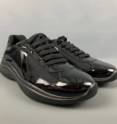 Black Mixed Materials Mesh Low Top Sneakers