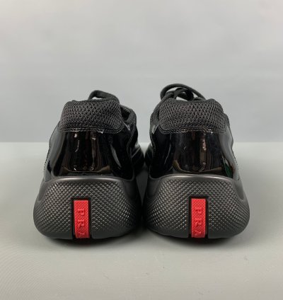 Black Mixed Materials Mesh Low Top Sneakers