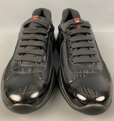 Black Mixed Materials Mesh Low Top Sneakers