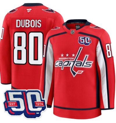 Men Pierre Dubois Jersey 80 Washington Capitals Team 50th V2 Stitched Red