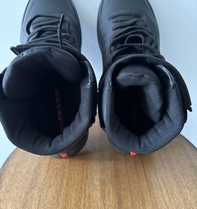 Black Prada Linea Rossa High Top Sneakers
