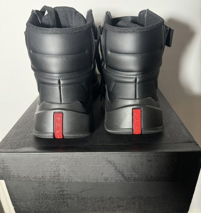 Black Prada Linea Rossa High Top Sneakers