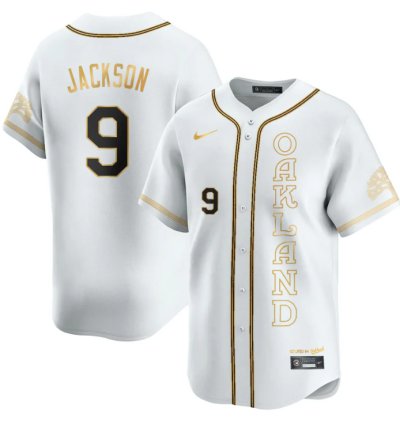 Reggie Jackson Jersey 9 Oakland Athletics City Connect Concept Stitched White Gold