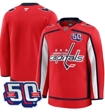 Men Team Jersey Washington Capitals 50th Anniversary Premium Stitched Red