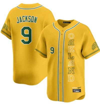 Reggie Jackson Jersey 9 Oakland Athletics City Connect Concept Stitched Yellow