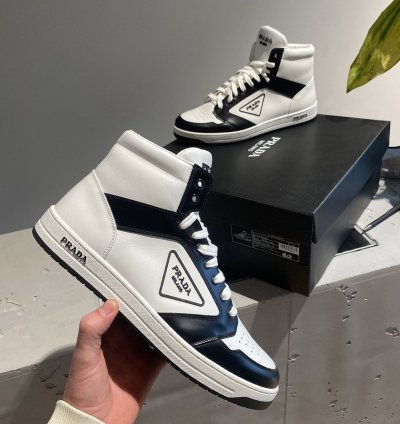 Black Week Prada District Leather High-top Sneaker