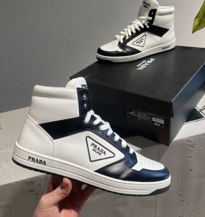 Black Week Prada District Leather High-top Sneaker