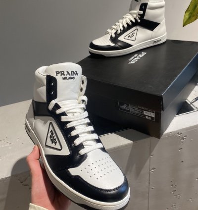 Black Week Prada District Leather High-top Sneaker