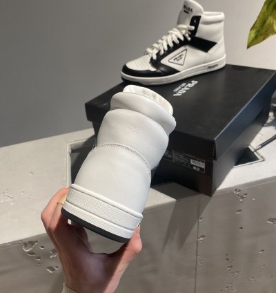 Black Week Prada District Leather High-top Sneaker