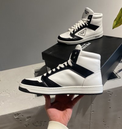 Black Week Prada District Leather High-top Sneaker
