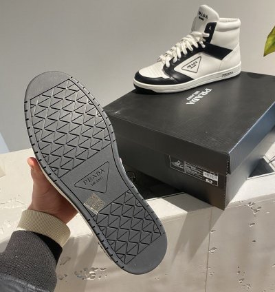 Black Week Prada District Leather High-top Sneaker