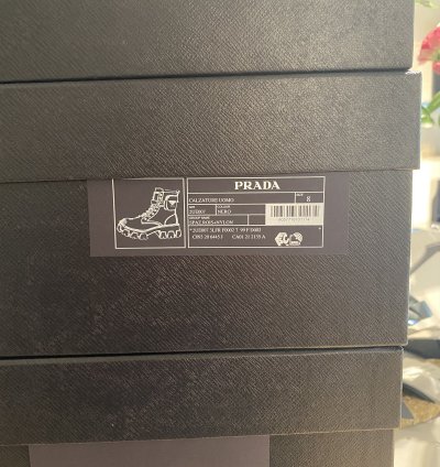 Black Week Prada Logo Combat Boots Ankle Pouch