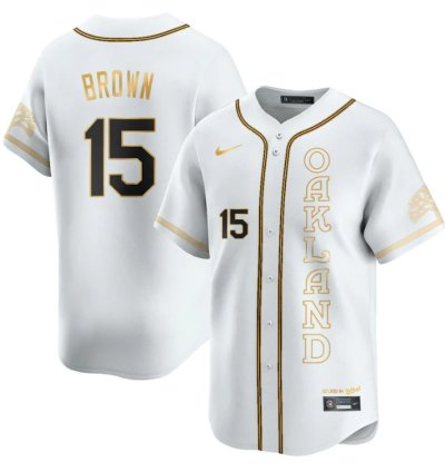 Seth Brown Jersey 15 Oakland Athletics City Connect Concept Stitched White Gold