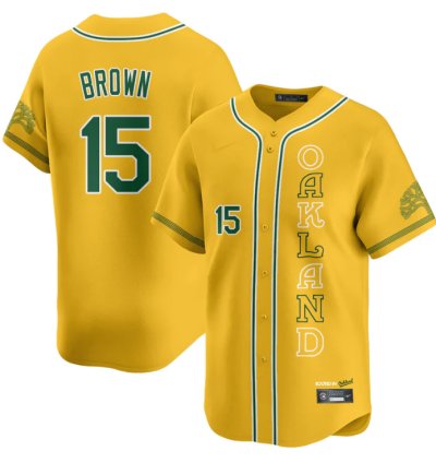 Seth Brown Jersey 15 Oakland Athletics City Connect Concept Stitched Yellow